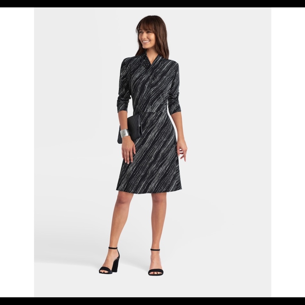 H Halton Criss Cross Neckline Dress